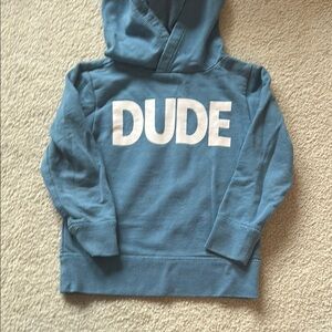 Crewcuts Blue Hoodie with Bold 'DUDE' Print
